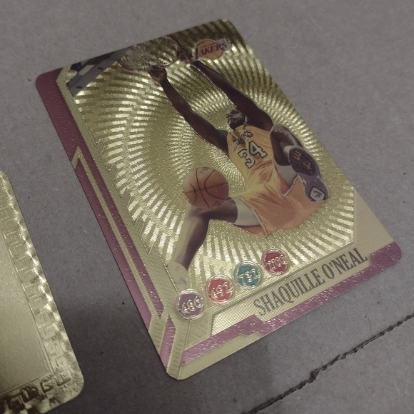 SHAQUILLE O'NEAL 24K GOLD COATED VINTAGE LAKERS ALL-STARS BASKETBALL CARD & COA! - Picture 3 of 14